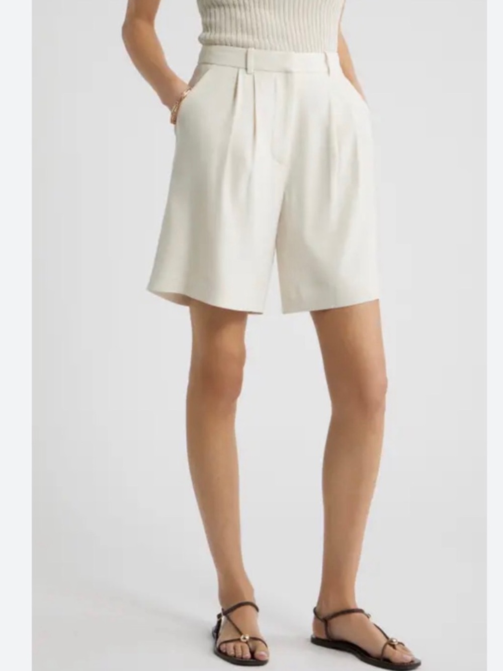 Anthropologie Maeve Tailored High-Waist Pleated Shorts - Taupe